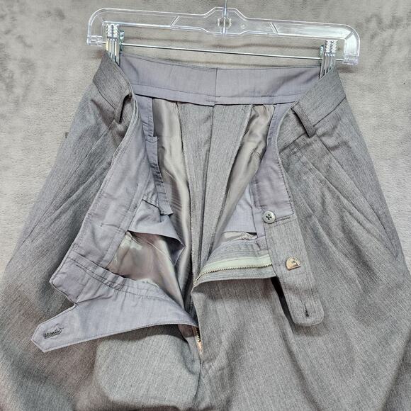 Mens 34x28 Gray Pleated Cuffed Dress Pants Relaxed Straight Career Custom Cut - Picture 6 of 10